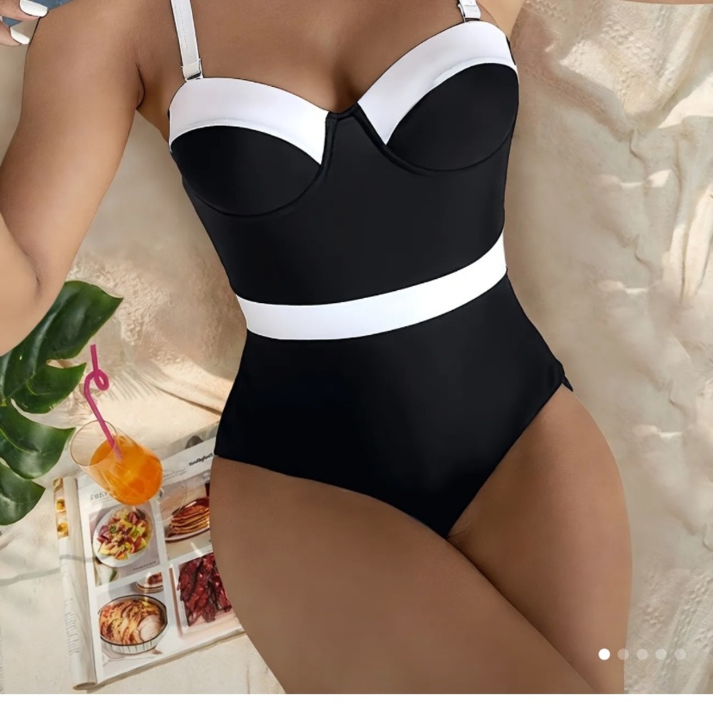 Black and White One-Piece Swimsuit